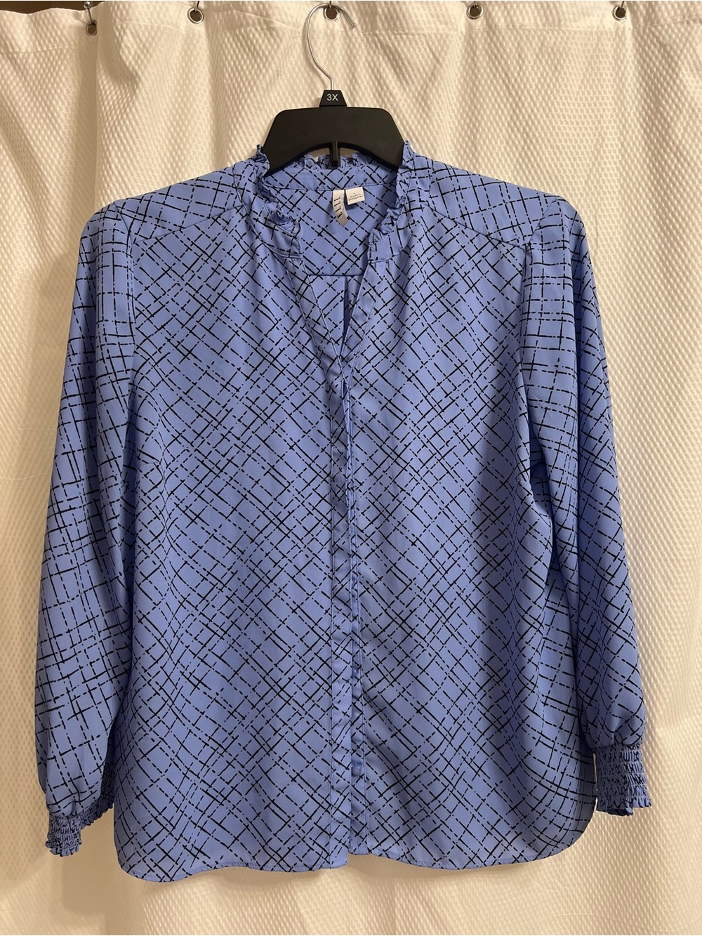 Elle Blue Printed Button-Front Blouse